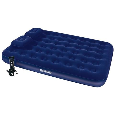 Materasso Gonfiabile Floccato Cuscino Pompa 203x152x22cm 67374 - Foto 1
