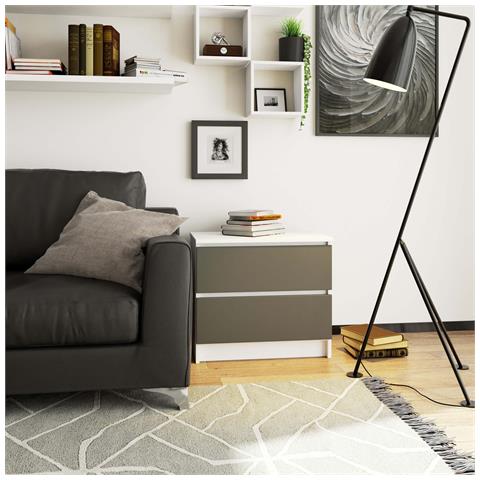 Comodino K60, 2 cassetti, 60x40x55 cm, Colore Bianco e Grigio Grafite - Foto 5