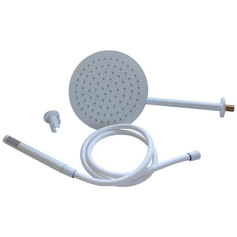 Set Per Doccia Soffione Tondo In Acciaio Inox 250 Millimetri Color Bianco Opaco *** Finitura- : Bianco Opaco Tondo - Foto 1