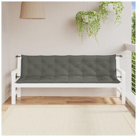Cuscini Panca Giardino 2pz Grigio Scuro Mélange 200x50x7 Cm - Foto 3