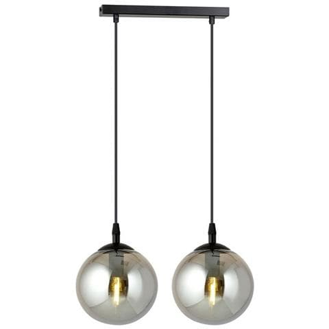 Lampada A Sospensione Cosmo - Nero, Grigio - Acciaio Verniciato A Polvere, Vetro - 40x100x14 Cm - Foto 1