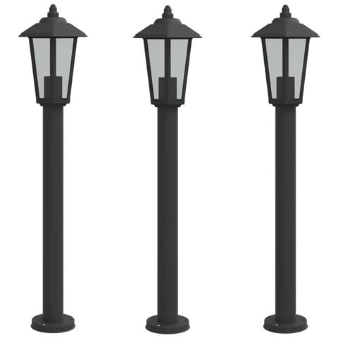 Lampade Da Terra Per Esterni 3 Pz Nere 80 Cm In Acciaio Inox - Foto 2