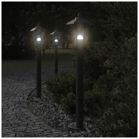 Lampade Da Terra Per Esterni 3 Pz Nere 80 Cm In Acciaio Inox - Foto 1