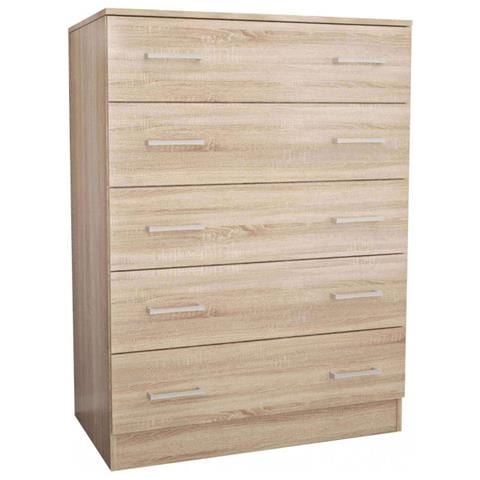 Cassettiera 80x45x110h Cm Da Interno Casa A 5 Cassetti In Legno Nobilitato Bilaminato Linea Classic - Foto 1