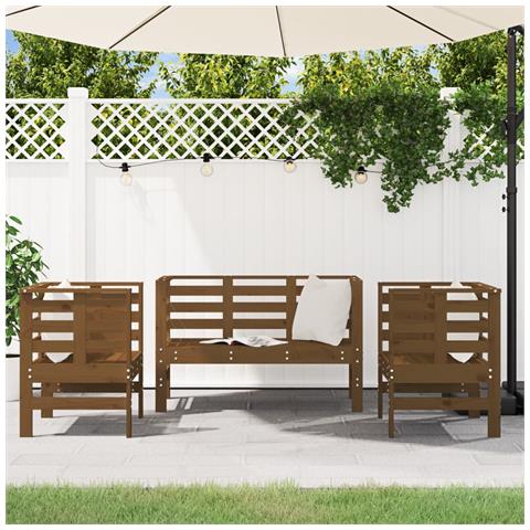 Set Salotto Da Giardino 3 Pz Ambra In Legno Massello Di Pino - Foto 2