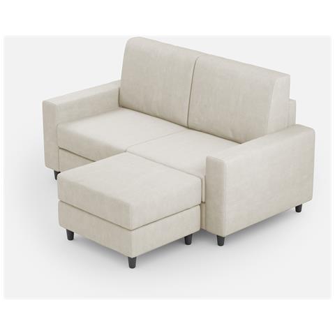 Divano Sakar 2 Posti Medio (due Sedute Da 70cm) + Pouf Misure Esterne L. 168 P. 145 Colore Latte - Foto 1