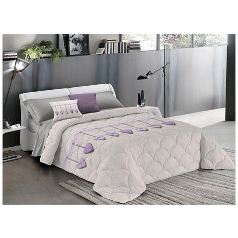 Trapunta Piumone Invernale Linea Pensieri Delicati Disegno Cuore Appeso Singolo Lilla - Foto 1