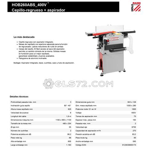Piallatrice Filo Spessore Combinata Lavorazione Legno Holzmann Hob 260abs 400v - Foto 8