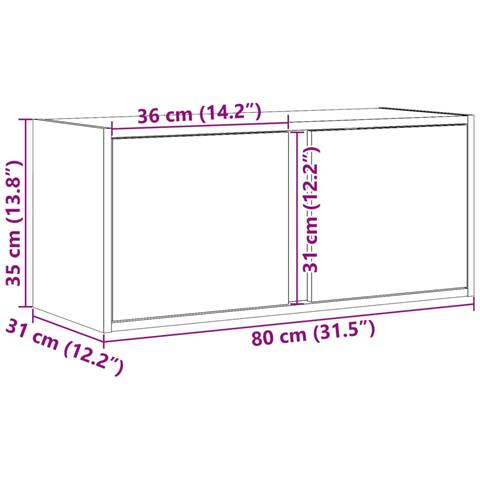Mobile TV a Parete con Luci LED Rovere Marrone 80x31x35 cm - Foto 2