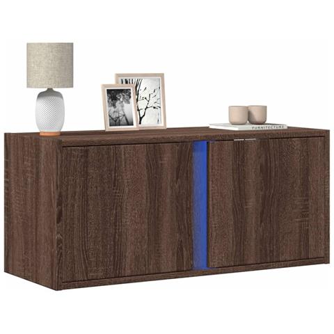 Mobile TV a Parete con Luci LED Rovere Marrone 80x31x35 cm - Foto 10