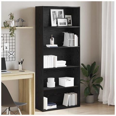 Libreria Rovere Nera 80x30x189 cm in Legno Multistrato - Foto 1