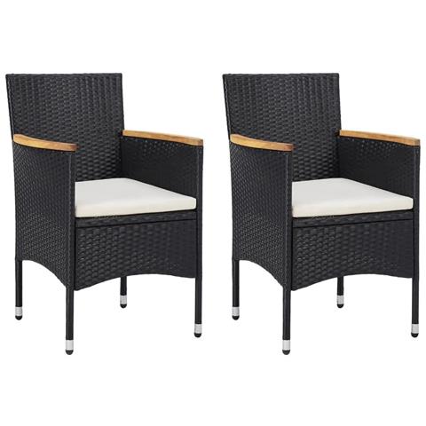 Set Da Pranzo Per Giardino 3 Pz Con Cuscini Polyrattan Nero - Foto 3