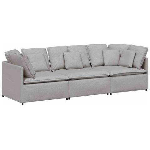 Divano Modulare Con Cuscini In Tessuto Grigio Nuvola - Foto 2