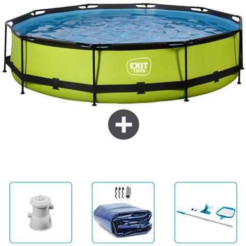 Piscina Fuori Terra - In Giro - 360x360x76 Cm - Groen - Include Accessori Coordinati Cb90 - Foto 1