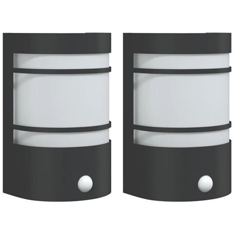 Applique Per Esterno Con Sensore 2 Pz Nere In Acciaio Inox - Foto 1