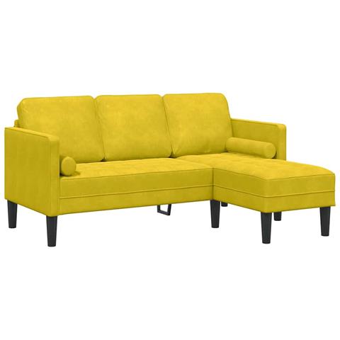 Divano a forma di L Giallo 173x131x67 cm in velluto - Foto 1