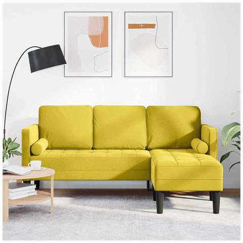 Divano a forma di L Giallo 173x131x67 cm in velluto - Foto 2