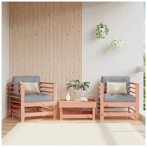 Sedie da Giardino con Cuscini 2 pz in Legno Massello di Douglas - Foto 2