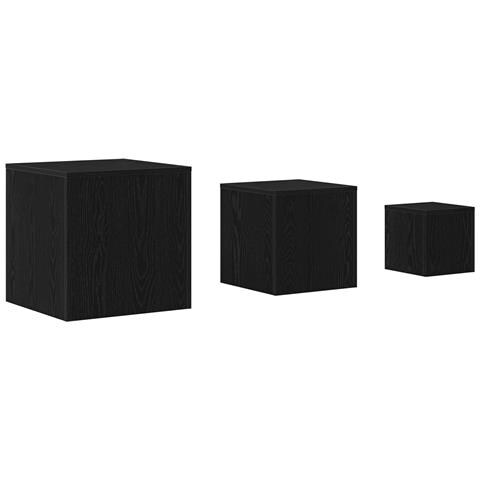 Set di 3 tavolini impilabili in legno ingegnerizzato nero - Foto 1