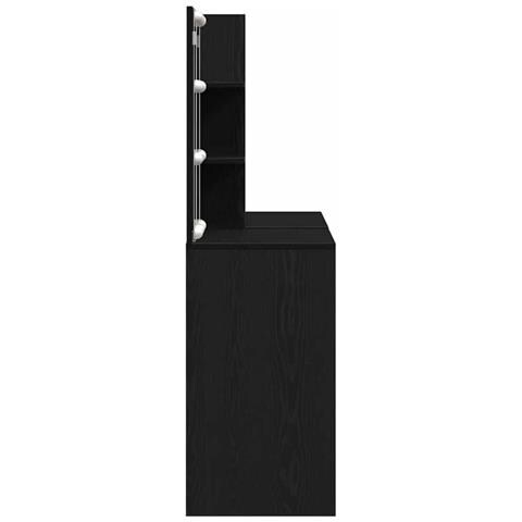 Specchio con LED con cassetto Rovere nero 140 x 40 x 140 cm - Foto 9