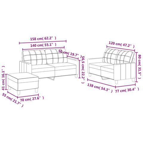 Set di Divani 3 pz con Cuscini Grigio in Similpelle - Foto 9