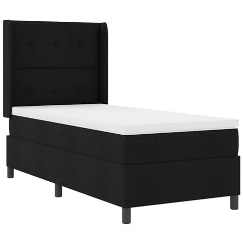 Letto a molle con materasso Nero 80 x 200 cm Tessuto - Foto 1