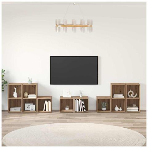 Set di mobili TV 8 pz Rovere artigianale Legno ingegnerizzato - Foto 2
