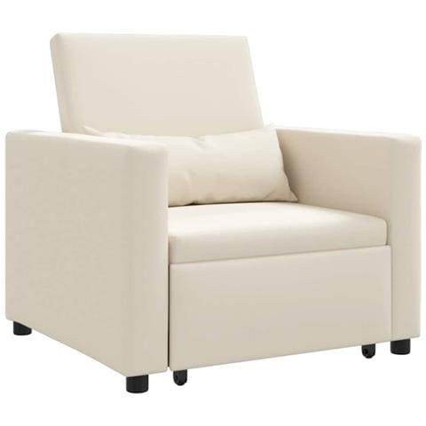 Divano Letto Singolo Bianco crema 90 x 165 x 87 cm Tela - Foto 1