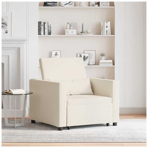 Divano Letto Singolo Bianco crema 90 x 165 x 87 cm Tela - Foto 2