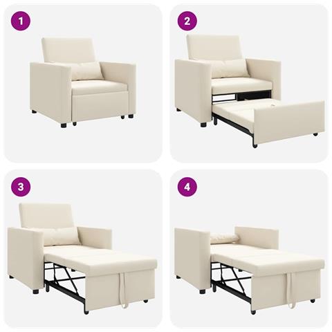 Divano Letto Singolo Bianco crema 90 x 165 x 87 cm Tela - Foto 9