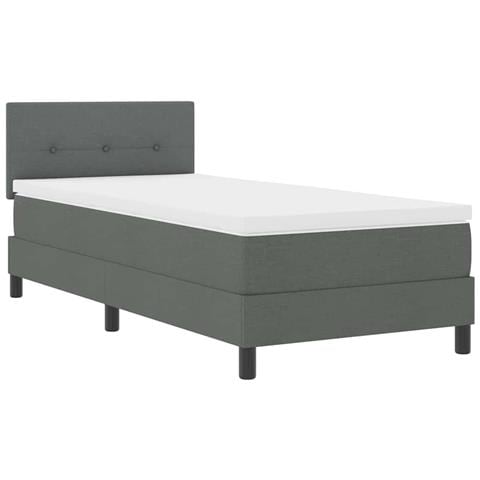 Letto a molle con materasso Grigio scuro 80 x 200 cm Tessuto - Foto 1