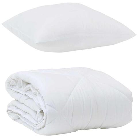 Duvet Estivo con Cuscino 2 pcs Bianco 135 x 200 cm Microfibra - Foto 1