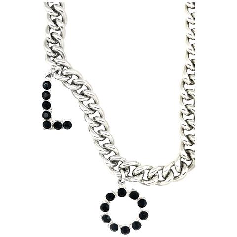 Collana Lunga Love In Cristallo Nero E Argento 10µ - Foto 2