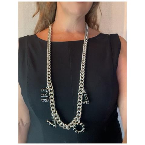 Collana Lunga Love In Cristallo Nero E Argento 10µ - Foto 4