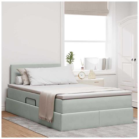 Letto con Contenitore Grigio chiaro 120 x 200 cm Velluto - Foto 2