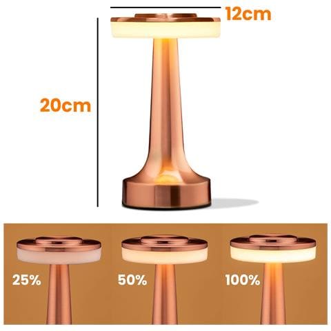 Lampada Da Tavolo A Led Tattile Senza Fili Con 3 Intensità Regolabile, Rosa Champagne - Foto 2