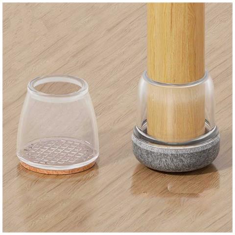 Protezioni Rotonde Trasparenti Per Gambe Di Sedie, 5 Cm, Fondo Grigio, Confezione Da 8 - Tpe, Antiscivolo, Antirumore - Foto 2