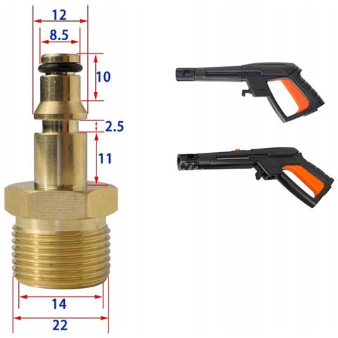 Adattatore Universale M22 Per Tubo Compatibile Con Idropulitrici Patriot, Daewoo, Bort, Yili - Ottone, Filettatura M22x1,5, Montaggio Rapido - Foto 2
