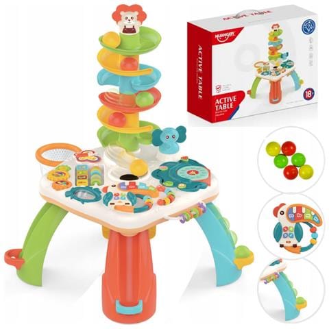Tavolo educativo interattivo, pista multifunzionale per palline, pannello musicale 2-in-1 - Foto 4