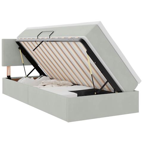 Letto con Contenitore Grigio chiaro 90 x 200 cm Velluto - Foto 1