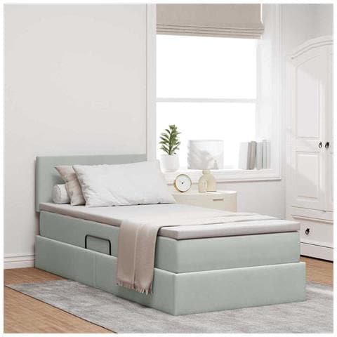 Letto con Contenitore Grigio chiaro 90 x 200 cm Velluto - Foto 2