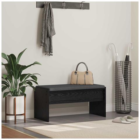 Panca per ingresso con cuscino Rovere Nero 83 x 38 x 40 cm - Foto 2