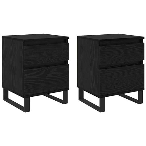Armadio da Notte con cassetto 2 pcs Rovere Nero 40 x 35 x 50 cm - Foto 1