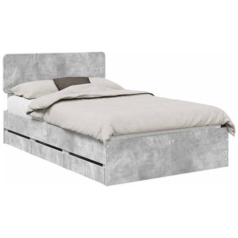 Struttura del letto con cassetto Grigio cemento 135 x 190 cm - Foto 1