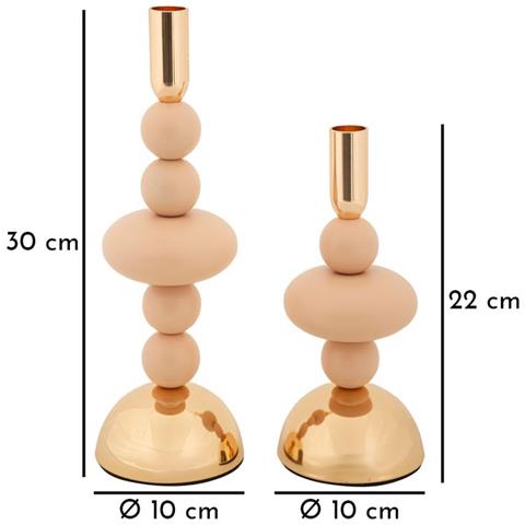 Portacandele Galaxy Rosa E Oro Set 2 Pezzi Ø10x22 E Ø10x30 Cm - Foto 5