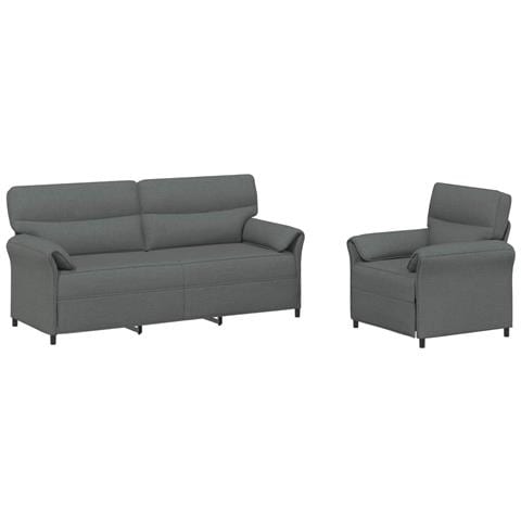 Set di divani 2 pz Grigio Scuro Tessuto - Foto 1