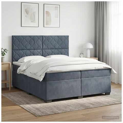 Letto box spring con materasso Grigio Scuro 200 x 200 cm - Foto 2