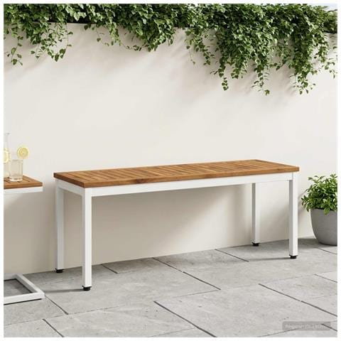 Panchina da giardino 108,5 x 35 x 45 cm Naturale e Bianco - Foto 2