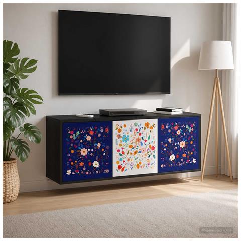 Mobile TV da Parete MAINZ 102 x 33 x 40 cm Rovere Nero - Foto 2
