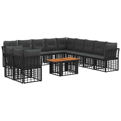 Set Divano da Giardino 12 pz Nero e Grigio scuro polyrattan - Foto 1